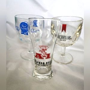 Vintage Beer Glasses - Pabst Blue Ribbon, Michelob, Lancers A-1 EUC Set of 3 $18